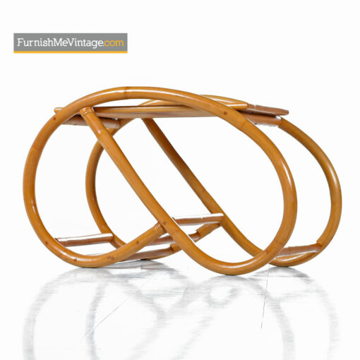 Pretzel Rattan Frankl Style Side Table Set with Formica Tops