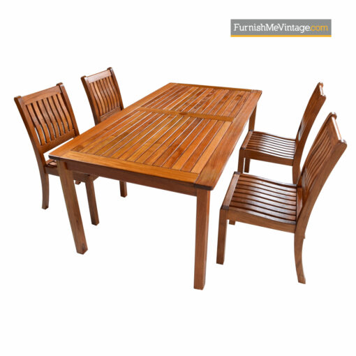 Restoration Hardware Solid Teak Outdoor Dining Table & (4) Chair Set