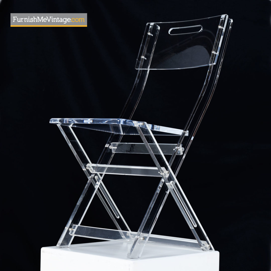 Lucite Folding Chair Set Mid Century Modern Solid Acrylic
