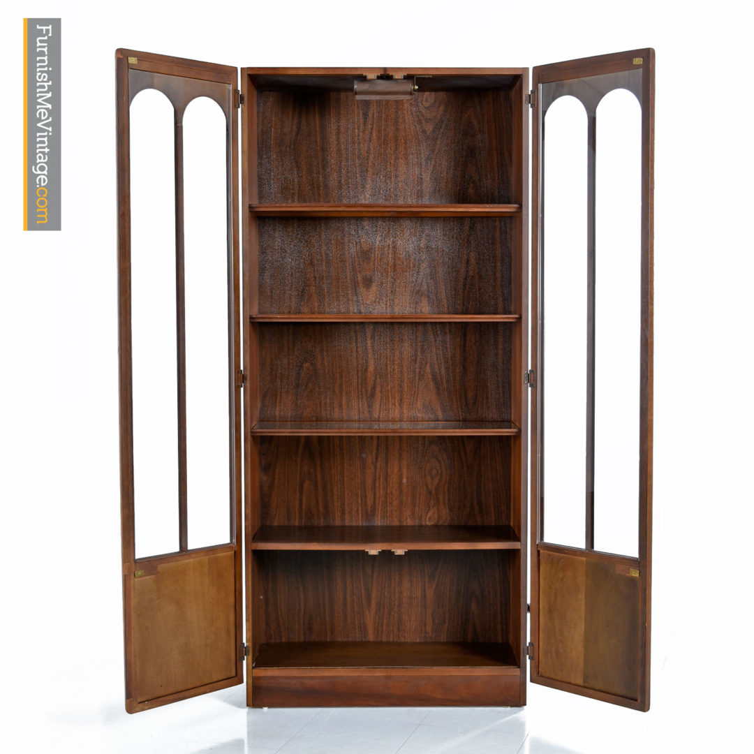 Walnut and Rosewood Lighted MidCentury Modern Curio China