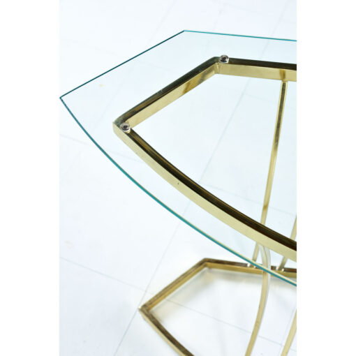 Curved 1970s gold metal sofa table