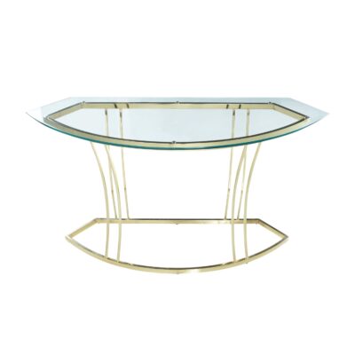 Curved 1970s gold metal sofa table