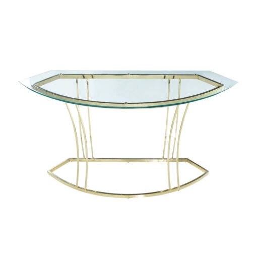 Curved 1970s gold metal sofa table