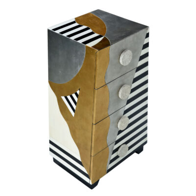 Lam Lee gold and silver leaf pyramid shaped dresser