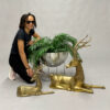 Pair brass deer large figurines