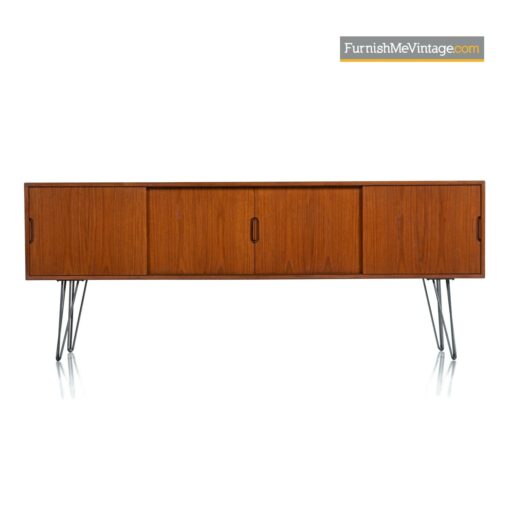 danish teak sliding door credenza