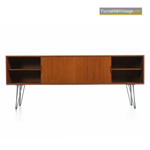 vintage danish teak credenza hairpin legs