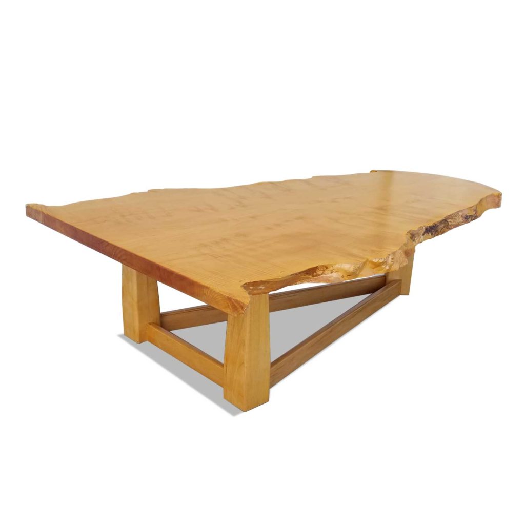 Birdseye Maple Modern Live Edge Slab Coffee Table