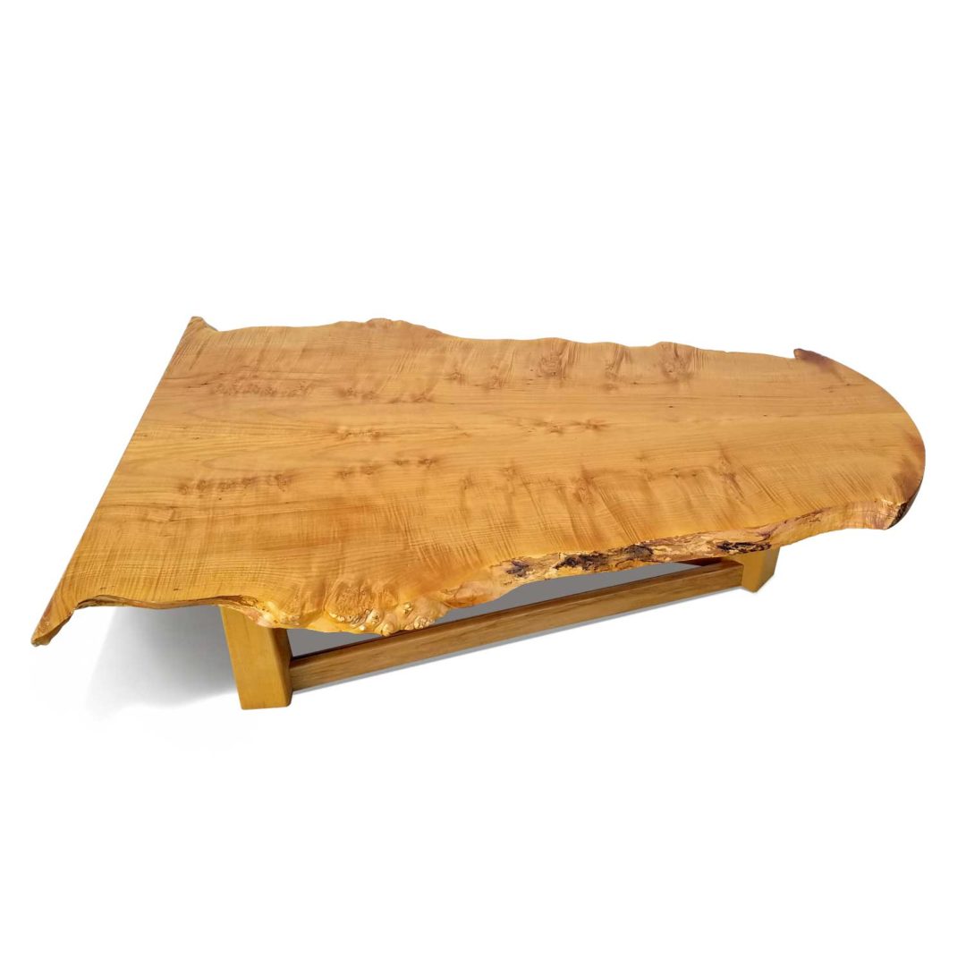 Birdseye Maple Modern Live Edge Slab Coffee Table