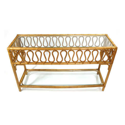 Vintage bohemian rattan sofa table console table