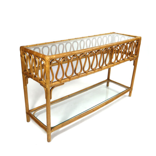 Vintage bohemian rattan sofa table console table