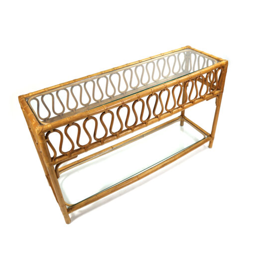 Vintage bohemian rattan sofa table console table