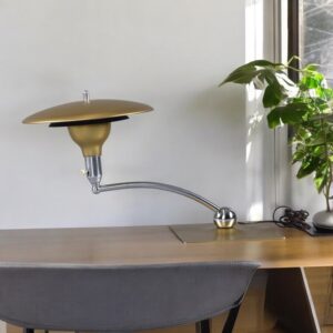 M.G. Wheeler Beige Sight Light Saucer Mid Century Modern Desk Lamp