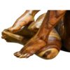 Sensual lovers monkeypod wood carved coffee table with glass top