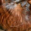 Sensual lovers monkeypod wood carved coffee table with glass top