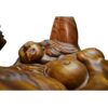 Sensual lovers monkeypod wood carved coffee table with glass top