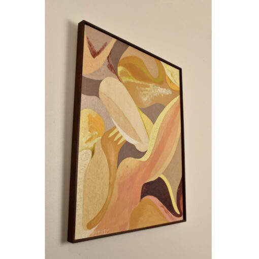 Beige Mauve Ochre colored abstract figure painting by Henry Putney