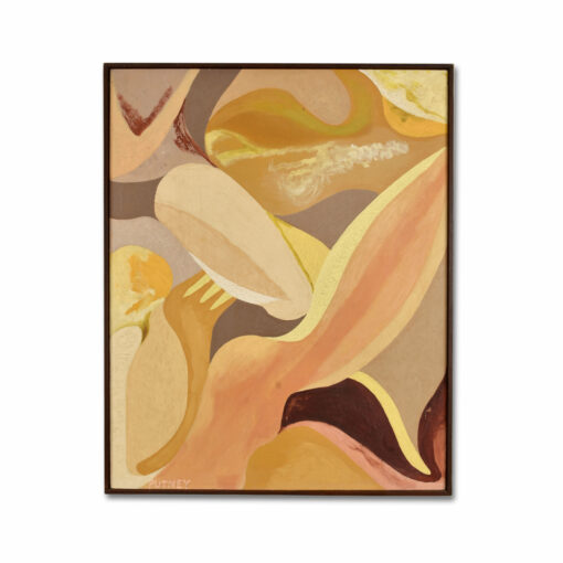 Beige Mauve Ochre colored abstract figure painting by Henry Putney