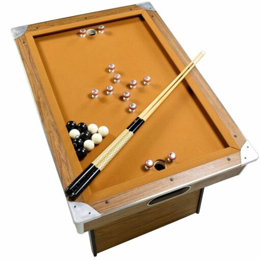 Vintage Yellow Mustard Bumper Pool Table Set