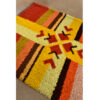 Red orange yellow and brown Scandinavian rya rug area rug wall hanging vintage 1970s.