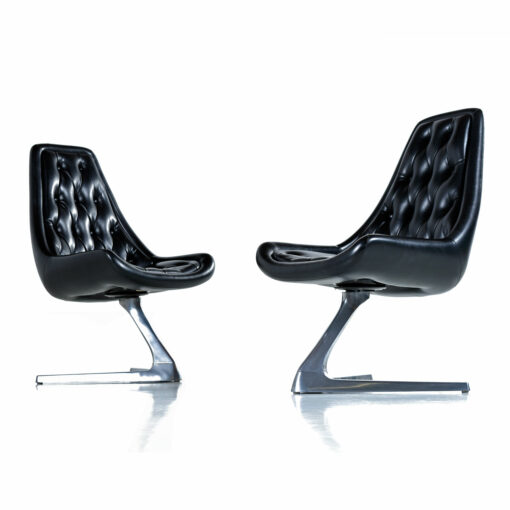 Vladimir Kagan for Chromcraft black tufted Unicorn Star Trek Sculpta chairs