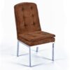 1970s velvet chrome Parsons chairs