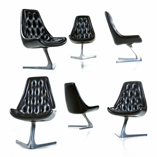 Vladimir Kagan for Chromcraft black tufted Unicorn Star Trek Sculpta chairs