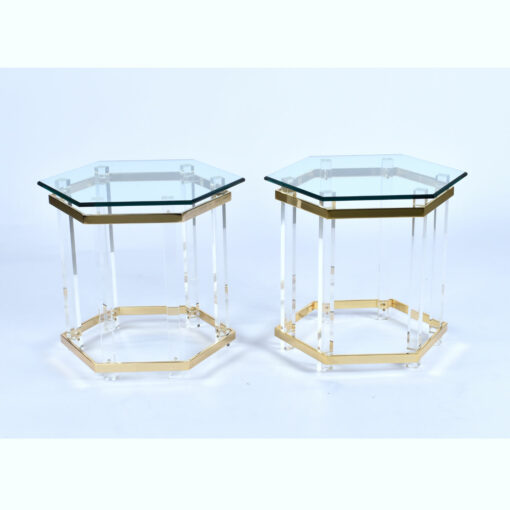 lucite hexagon side tables