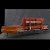 Back view of Adrian Pearsall couch with end tables