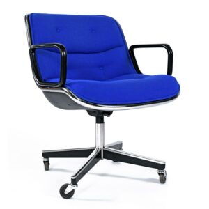 Charles Pollock for Knoll Blue Tweed Executive Chairs W/ Height Tension Knob
