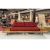 red Adrian Pearsall platform daybed couch with end tables