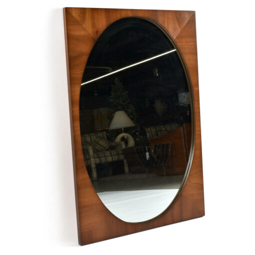 dixie walnut oval mid-century wall mirror