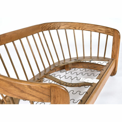 Old growth solid oak curved loveseat sofa