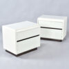 Pair vintage white Lane nightstands with gun metal chrome bases