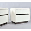 Original white enamel painted wood drawers on Lane nightstands