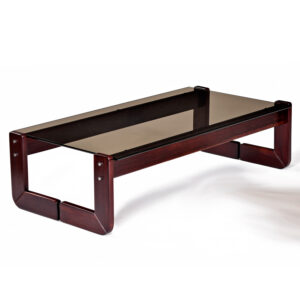 Percival Lafer Smoked Glass Top Rosewood Coffee Table