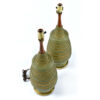 Beehive shaped green and gold chalkware lamps by Plasto