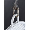 Metal hardware loop and chain included with ceiling mounted wicker hanging chair