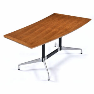 Mid-Century Modern Walnut Boomerang Desk with Eames Herman Miller Base