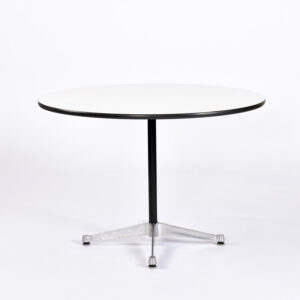 Eames for Herman Miller Round White Laminate Table on Aluminum Base
