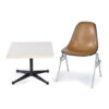 Charles Eames for Herman Miller black side table with stackable naugahyde Eames shell chair