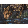 Detail on faux fur leopard painting face