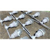 Group of vintage Russell and Stoll industrial warehouse factory lights
