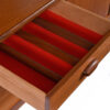 Red felt-lined drawer English teak credenza