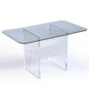 Rounded rectangle glass top clear acrylic desk or work table