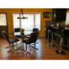 Vintage 1970s black and chrome dining set with Daystrom scoop chairs and Bassett Mirror Company pedestal dining table