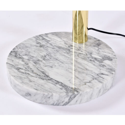 Gray marble base on gold arch lamp
