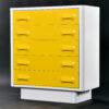 5 drawer yellow and white vintage 1970s Broyhill Chapter One highboy dresser