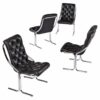4 vintage 1970s tubular chrome Daystrom black scoop chairs