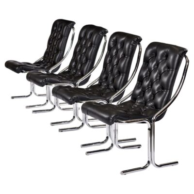 4 vintage 1970s tubular chrome Daystrom scoop chairs
